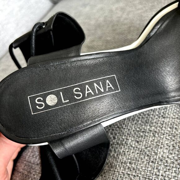 EUC Sol Sana Chuck II Heels Black Leather Strappy Block Sandals Size 38 US 7.5/8 - Picture 8 of 15
